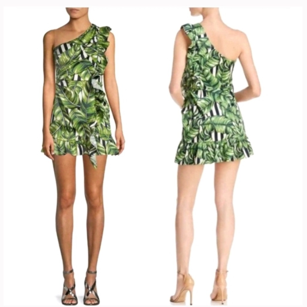 Red Carter one shoulder Miya tropical dress